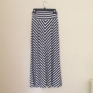 Blue and White Striped Maxi Skirt